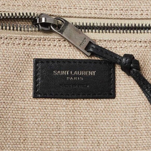 Yves Saint Laurent Natural Linen And Leather Rive Gauche Tote Bag - Picture 7 of 9